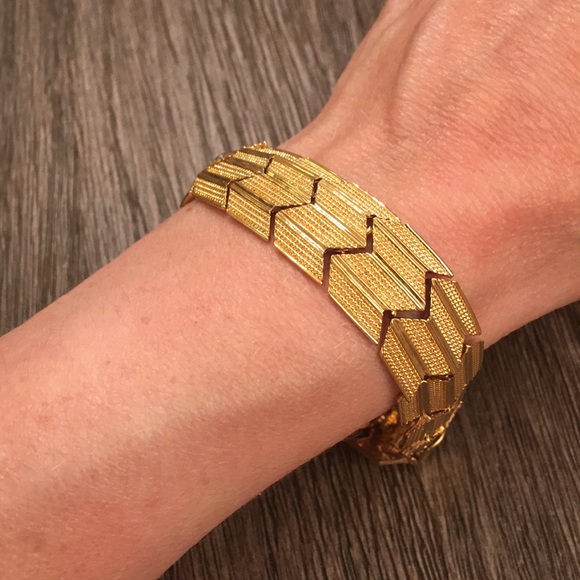 Vintage Napier Chevron Zig Zag Gold Bracelet - Picture 3 of 8